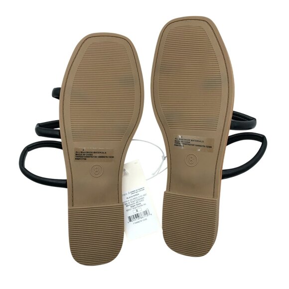 A New Day Wren Slide Sandals Triple Strap Square Toe Faux Leather Black Size 8 - Picture 4 of 5